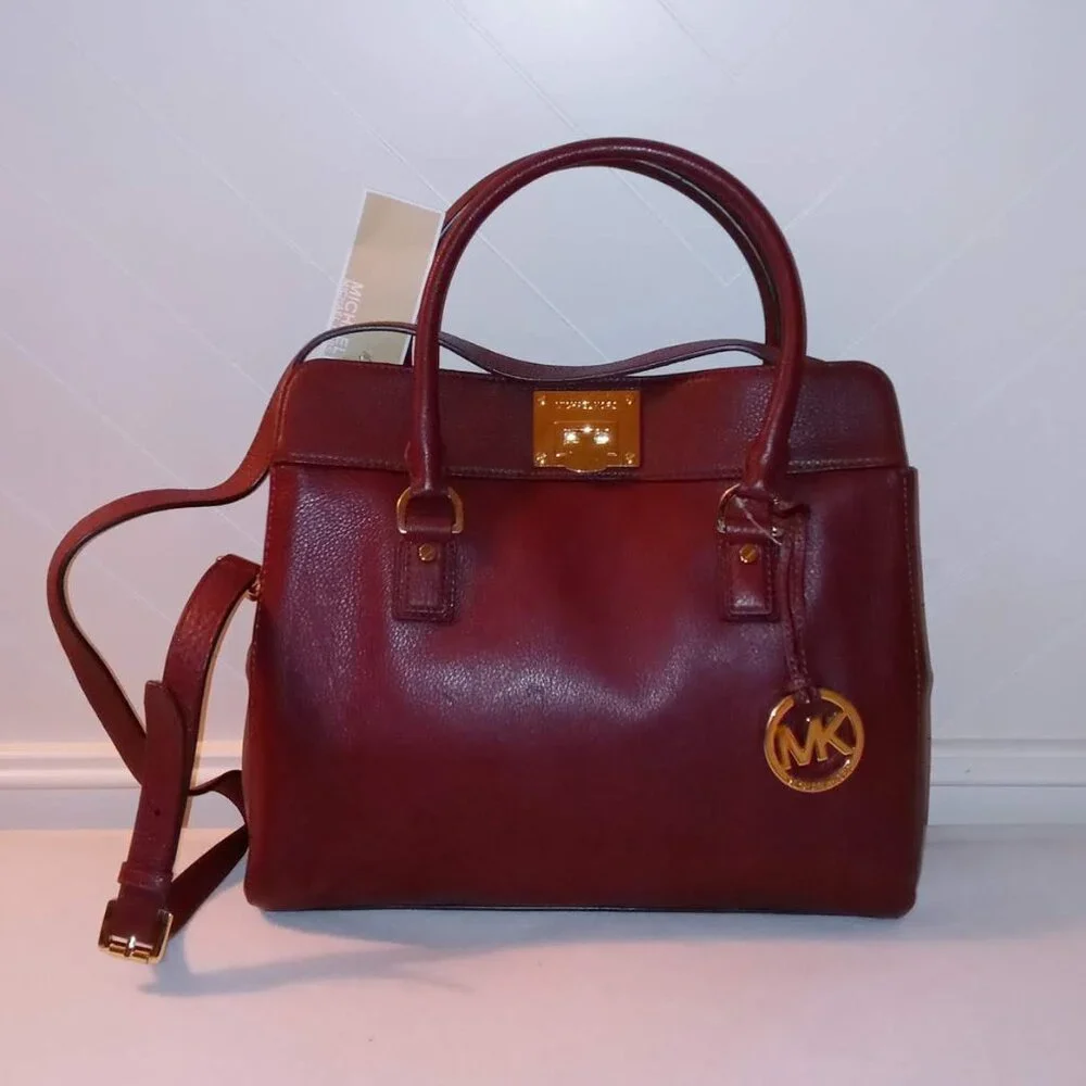 Michael Kors Astrid Claret Large Leather Satchel - Picture 2 of 15